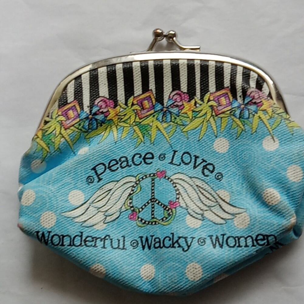 Colorful Suzy Toronto Vintage Change Purse with Peace Love Design